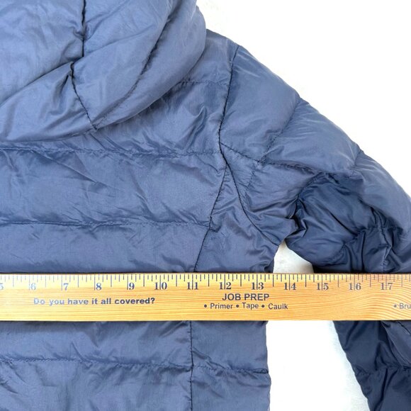 Uniqlo Kids Puffer Lightweight Full Zip Hooded Nylon Jacket Girl Boy 5 6 Blue - Picture 5 of 8
